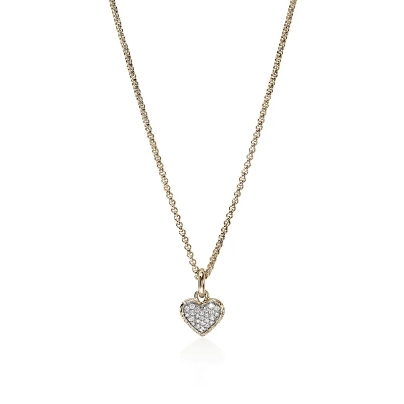 JH Essential Heart Pendant Necklace, Gold, Diamonds, 1.5MM|NGGX989732DI sold by John Hardy
