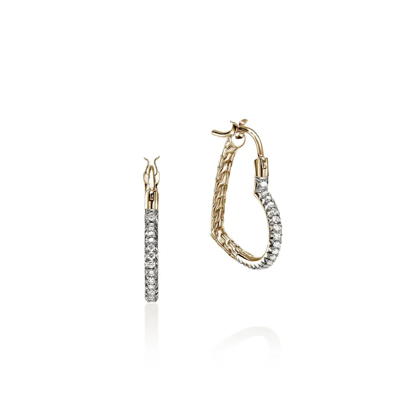 JH Essential Heart Hoop Earrings, Gold, Diamonds, 21MM|EGGX989682DI sold by John Hardy