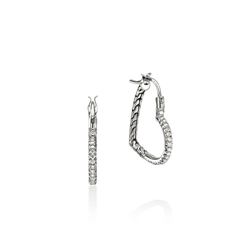 JH Essential Heart Hoop Earrings, Sterling Silver, Diamonds, 21MM|EBP989682DI sold by John Hardy
