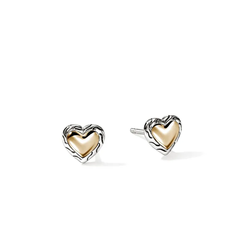 JH Essential Heart Stud Earrings, Gold, Sterling Silver|EZZ98967 sold by John Hardy