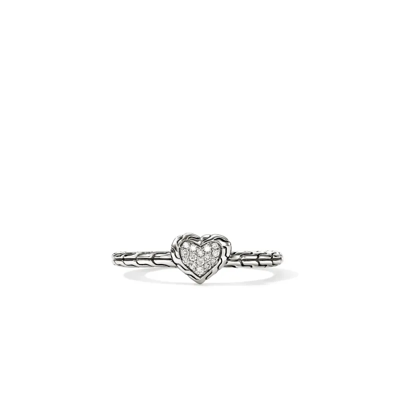 JH Essential Heart Ring, Sterling Silver, Diamonds|RBP989762DI made by John Hardy