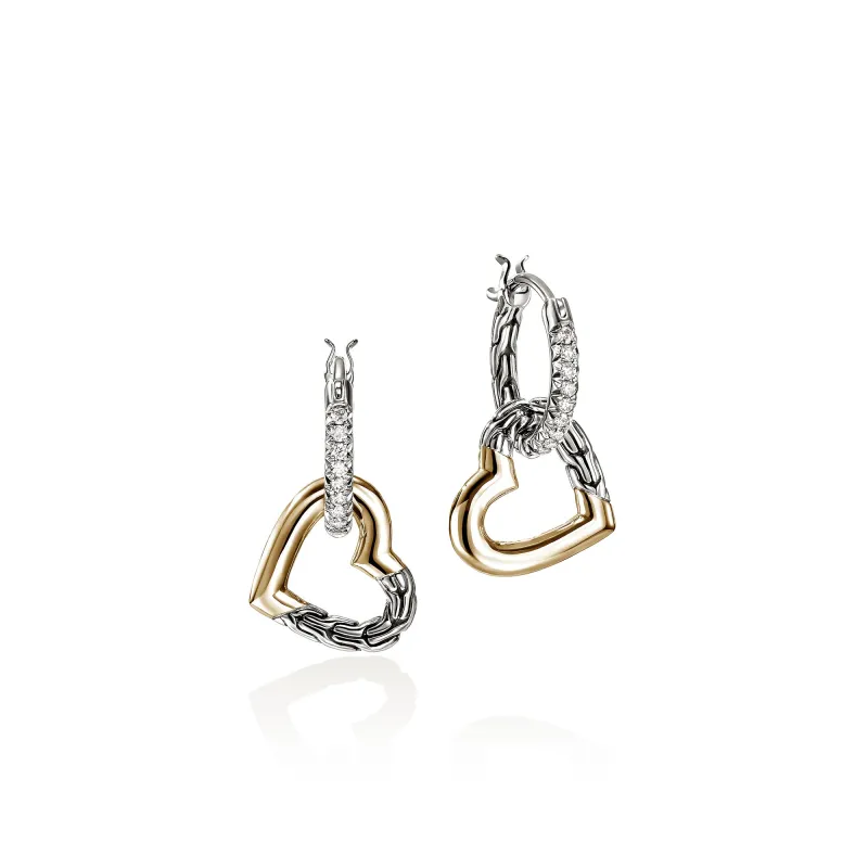 JH Essential Heart Drop Earrings, Gold, Sterling Silver, Diamonds|EZZP989712DI sold by John Hardy