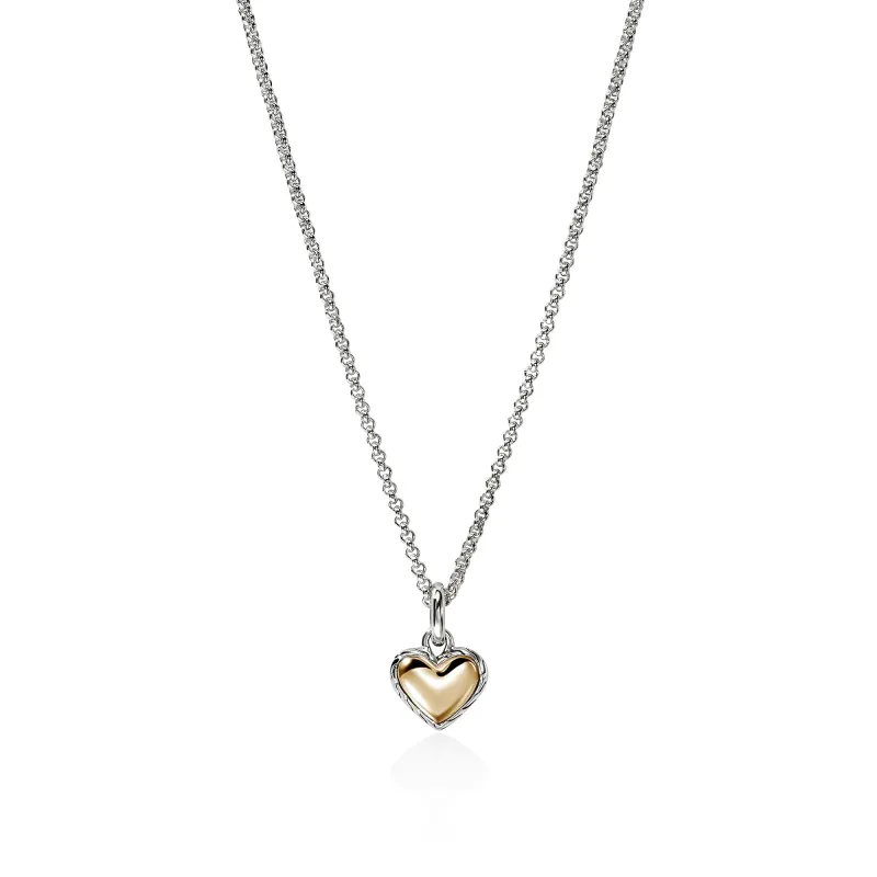 JH Essential Heart Pendant Necklace, Sterling Silver, Gold, 1.5MM|NZZ98974 sold by John Hardy