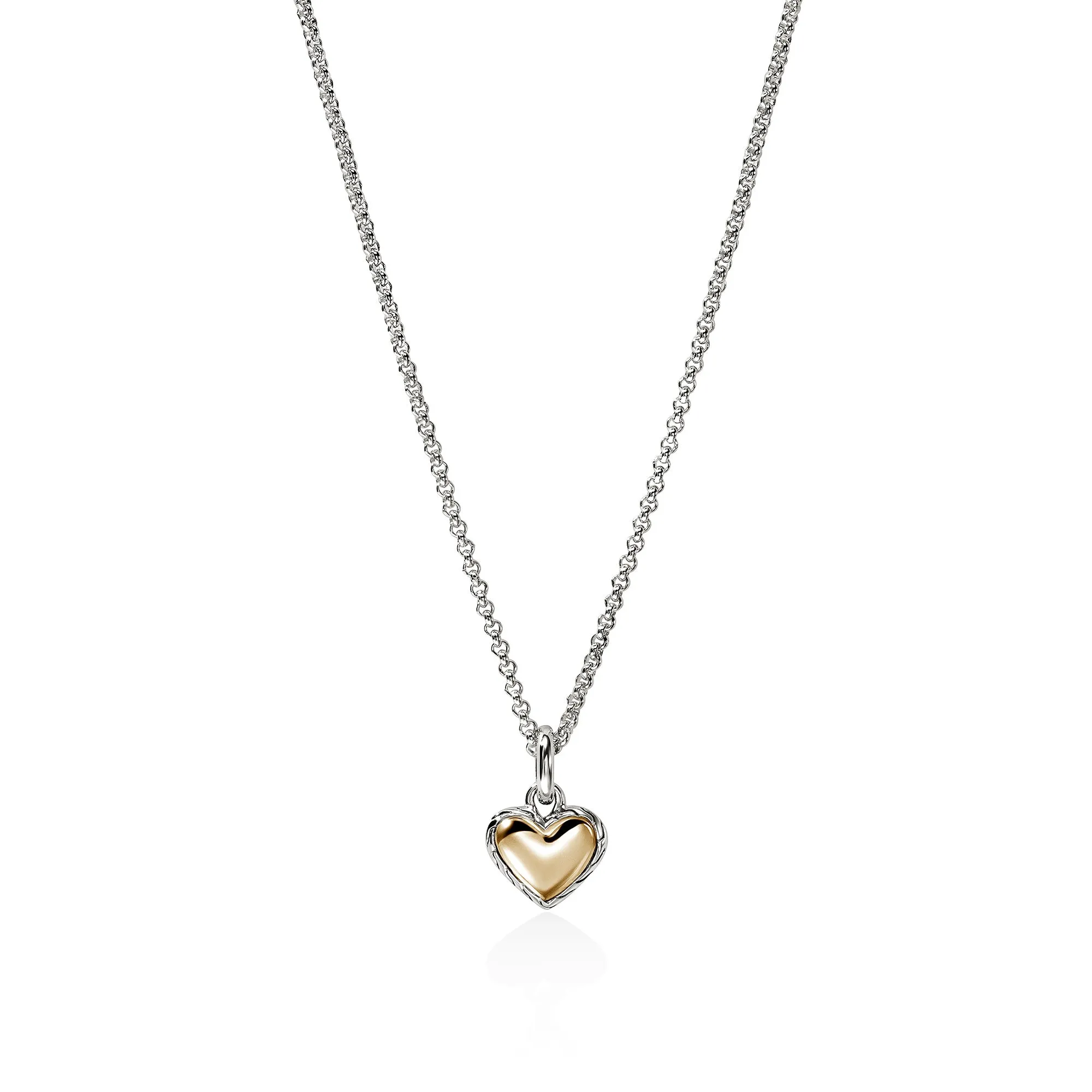 JH Essential Heart Pendant Necklace, Sterling Silver, Gold, 1.5MM|NZZ98974 sold by John Hardy