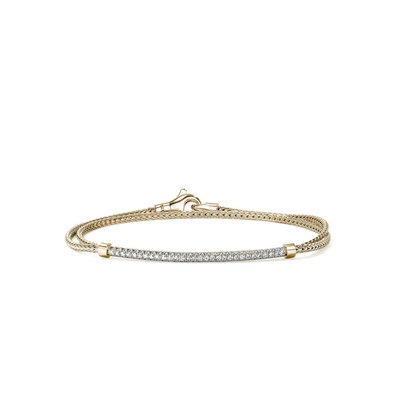 JH Essential Pavé Wrap Bracelet, Gold, Diamonds, 1.8MM|BUGGX987852DI sold by John Hardy