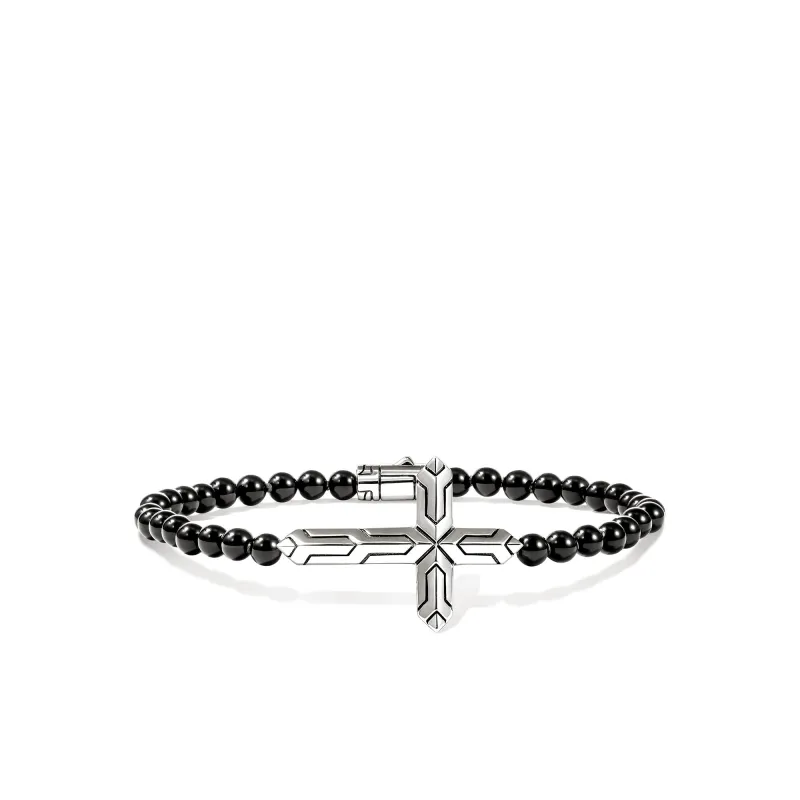 Icon 50 Cross Bracelet, Sterling Silver, Black Onyx, 4MM|BUS972181BON sold by John Hardy
