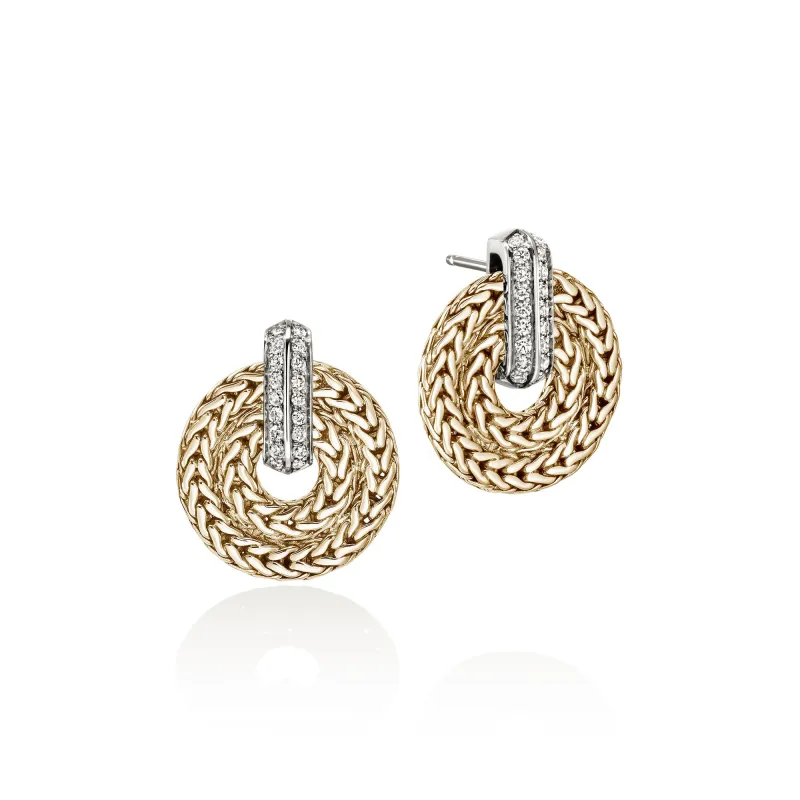 Icon Link Earrings, Gold, Diamonds, 22MM|EGGX989912DI sold by John Hardy