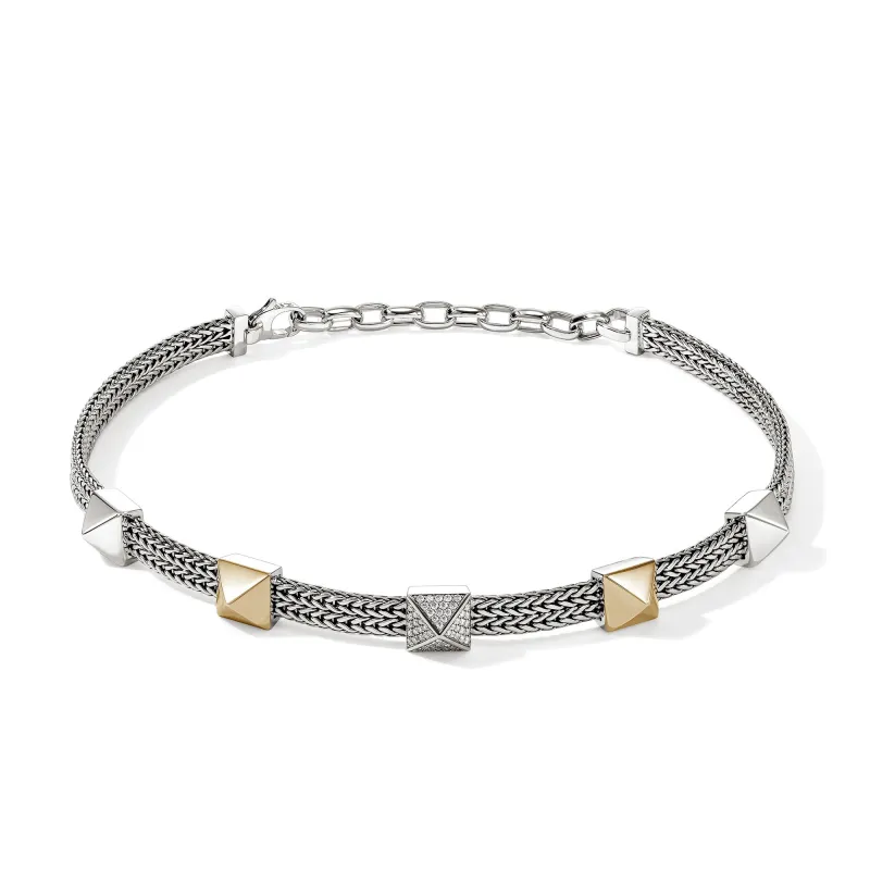 Icon Stud Choker, Gold, Sterling Silver, Diamonds, 6MM|NZZP972172DI made by John Hardy