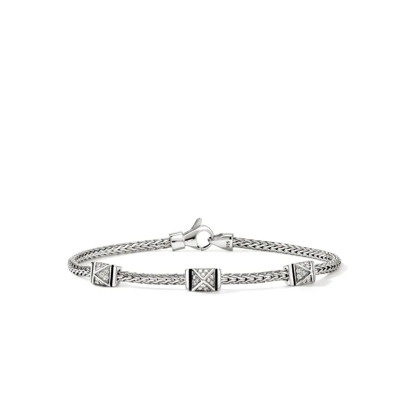 Icon Stud Bracelet, Sterling Silver, Diamonds,  2.5MM|BUP989972DI made by John Hardy