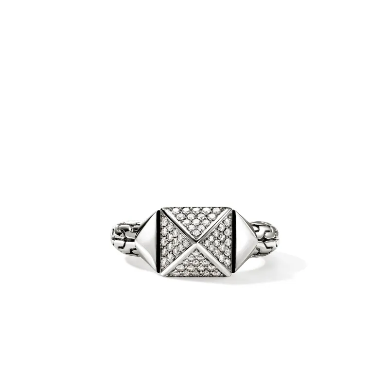 Icon Stud Ring, Sterling Silver, Diamonds, 9MM|RBP972022DI made by John Hardy