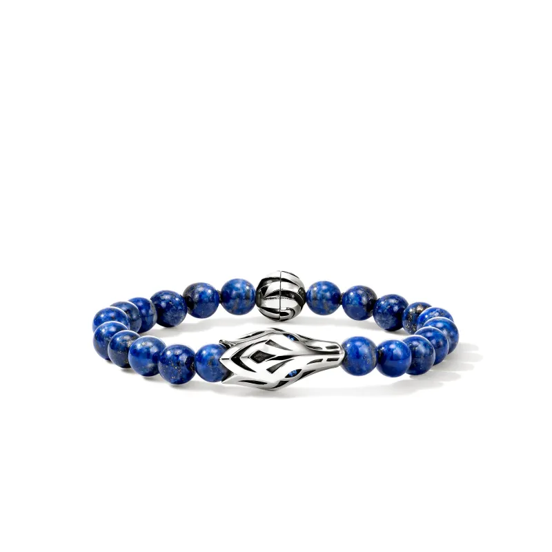 Naga Beaded Bracelet, Sterling Silver, Lapiz Lazuli, 8MM|BUS603861LPZBSP sold by John Hardy