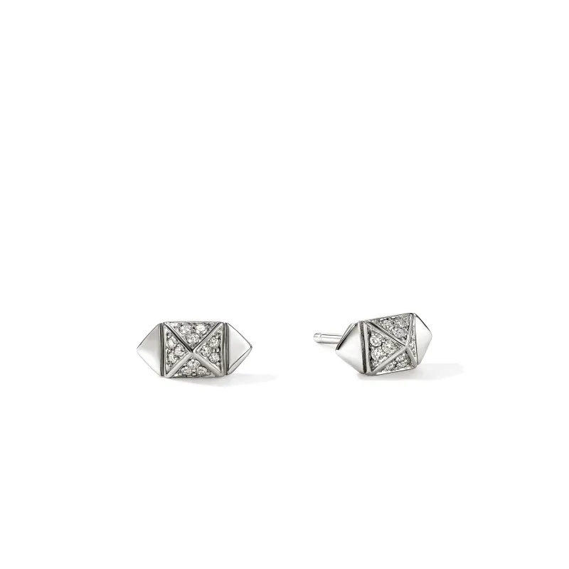 Icon Stud Earrings, Sterling Silver, Diamonds, 5MM|EBP972072DI made by John Hardy