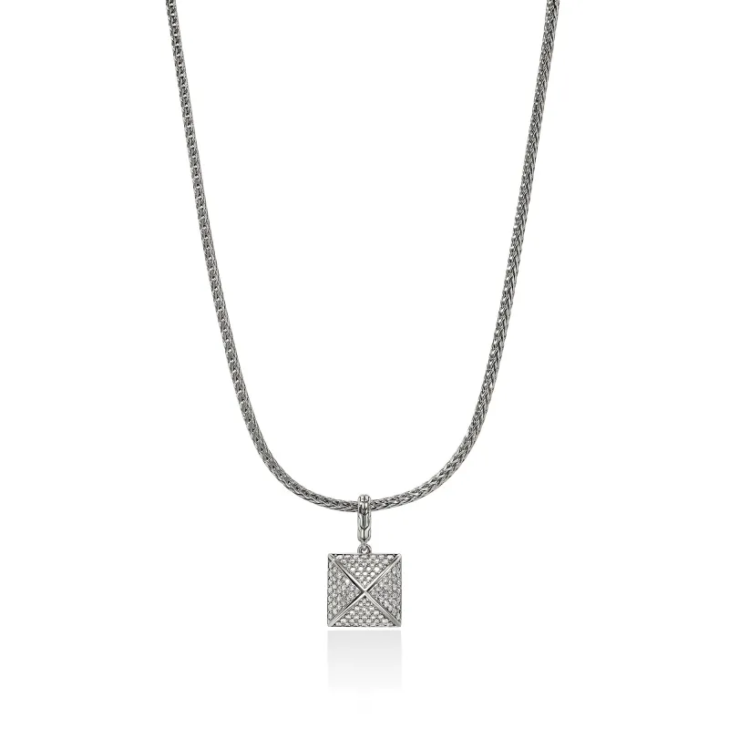 Icon Stud Pendant Necklace, Sterling Silver, Diamonds, 2.5MM|NBP972162DI made by John Hardy