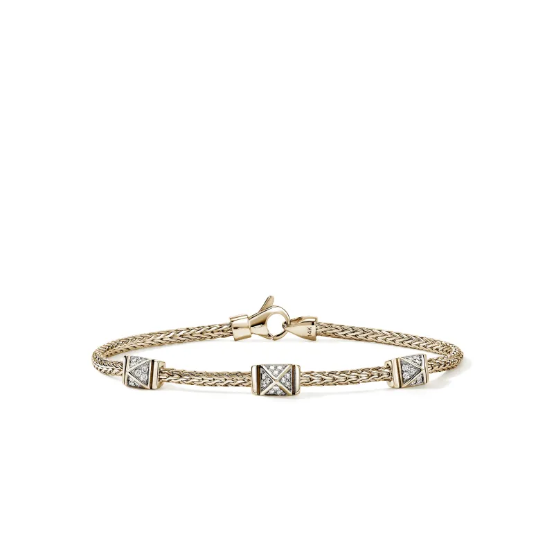 Icon Stud Bracelet, Gold, Diamonds, 2.5MM|BUGGX989972DI made by John Hardy