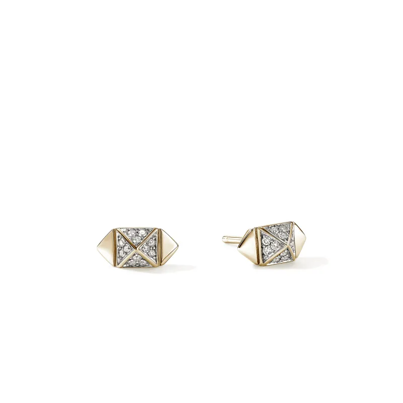 Icon Stud Earrings, Gold, Diamonds, 5MM|EGGX972072DI made by John Hardy