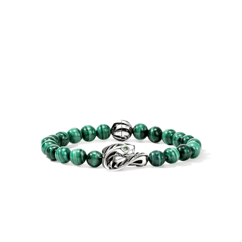 Legends Cobra Bracelet, Sterling Silver, Malachite, 8MM|BUS603841MHTS made by John Hardy