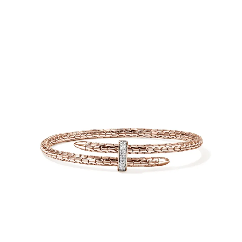 Spear Flex Cuff, Rose Gold, Diamonds, 4MM|CGGX987872RDI made by John Hardy