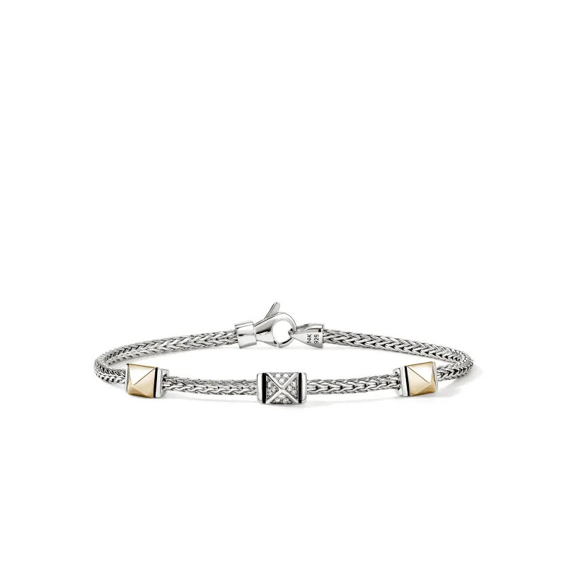 Icon Stud Bracelet, Gold, Sterling Silver, Diamonds, 2.5MM|BUZZP989972DI made by John Hardy
