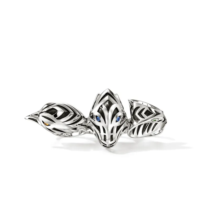 Legends Three Finger Ring, Sterling Silver, Gemstones|RMS604151YSBSPTS made by John Hardy