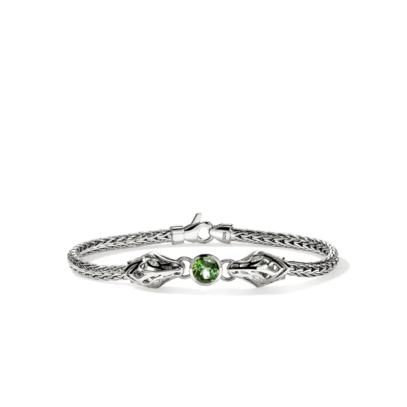 Naga Bracelet, Sterling Silver, Green Tourmaline, Diamond 3.5MM|BUS604231GTDI made by John Hardy