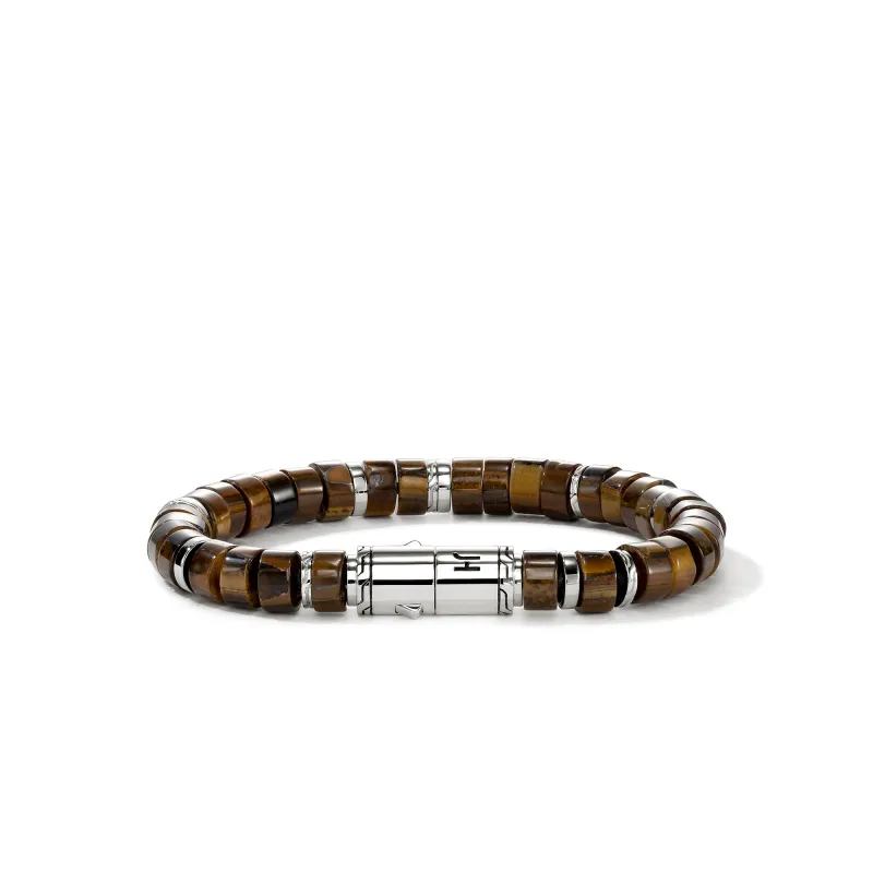 Heishi Bracelet, Sterling Silver, Tiger Eye, 8MM|BUS290131TE made by John Hardy