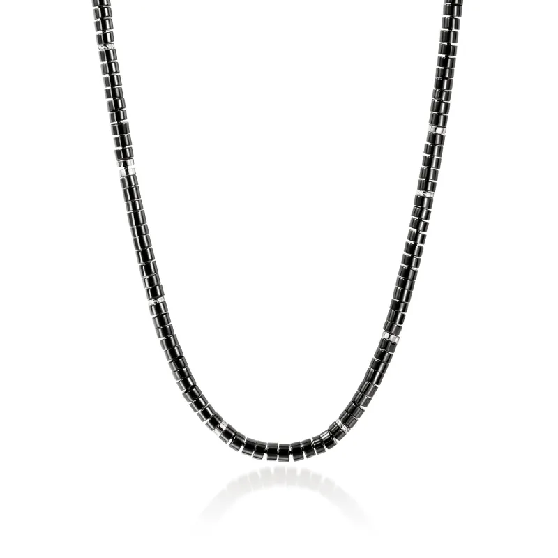 Heishi Necklace, Sterling Silver, Black Onyx, 6MM|NMS290141BON made by John Hardy