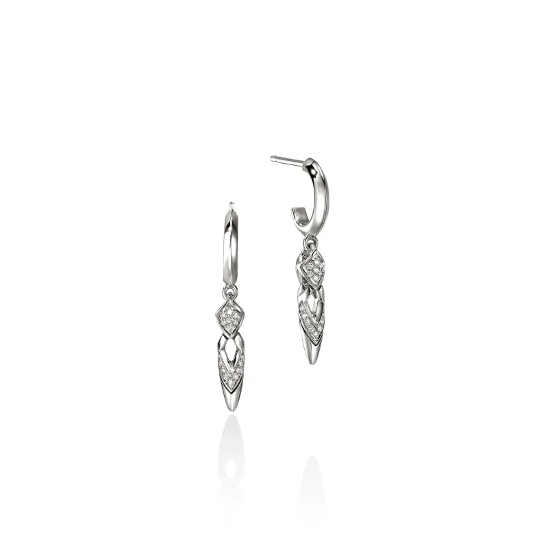 Naga Drop Earrings, Sterling Silver, Diamonds|EBP603982DI made by John Hardy