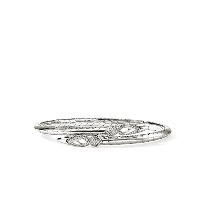 Naga Flex Cuff, Sterling Silver, Diamonds, 4.2MM|CBP603972DI made by John Hardy