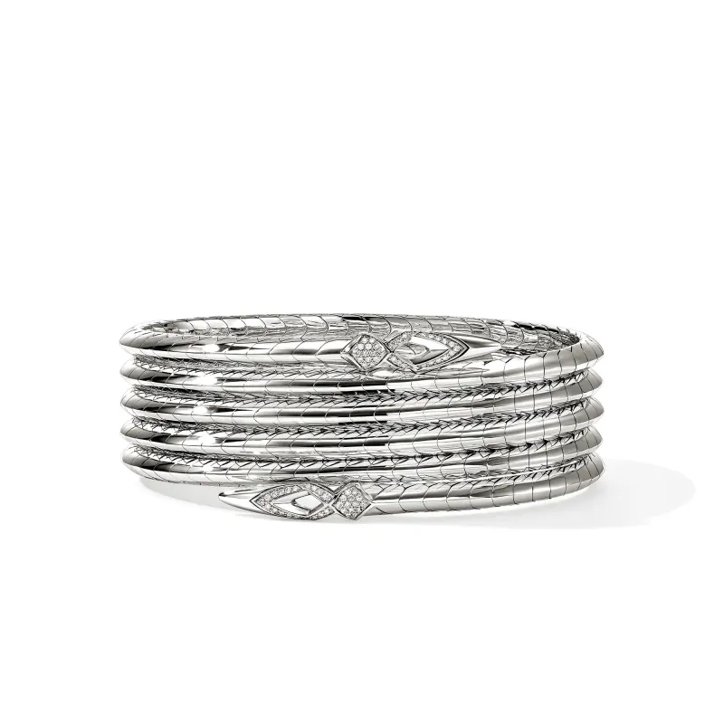 Naga Multi Coil Bracelet, Sterling Silver, Diamonds|BBP603962DI made by John Hardy