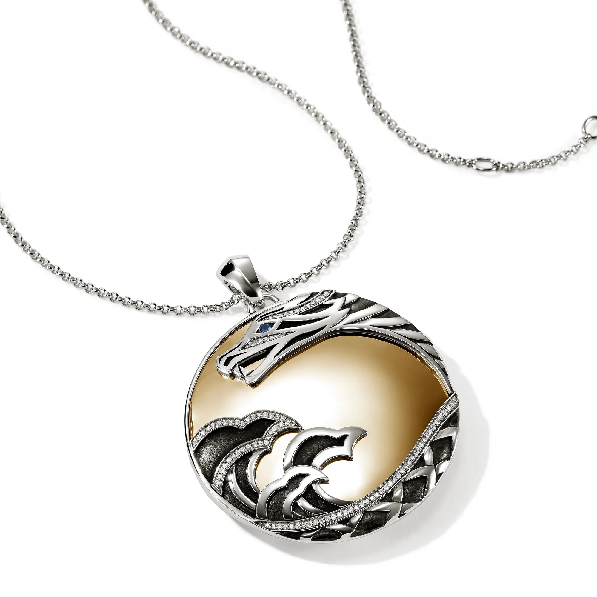 Naga Pendant Necklace, Gold, Sterling Silver, Diamonds, 50MM|NZZP604052BSPDI sold by John Hardy product image thumbnail 2