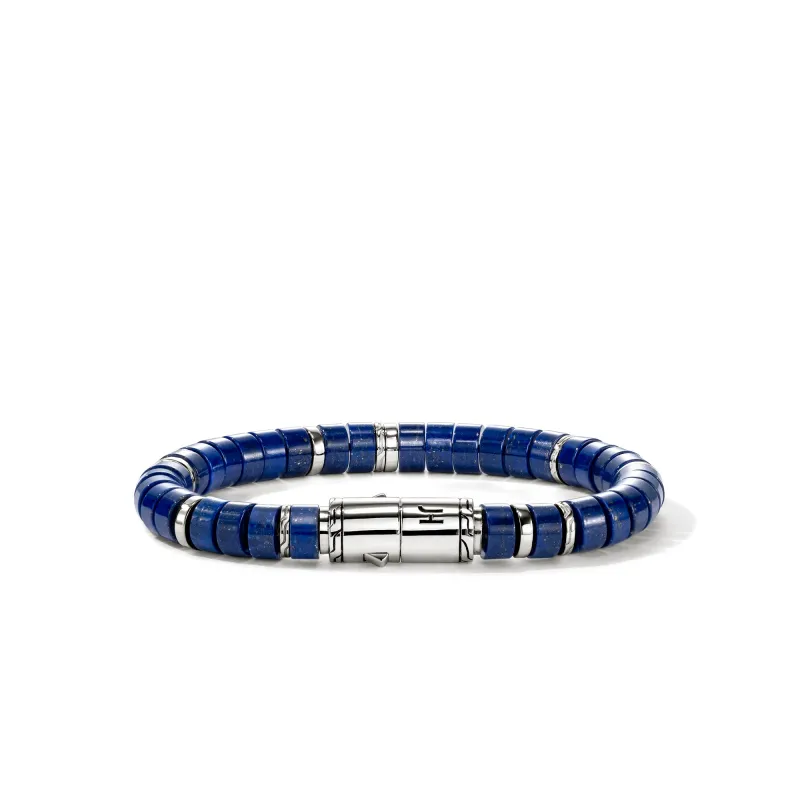 Heishi Bracelet, Sterling Silver, Lapis Lazuli, 8MM|BUS290131LPZ made by John Hardy