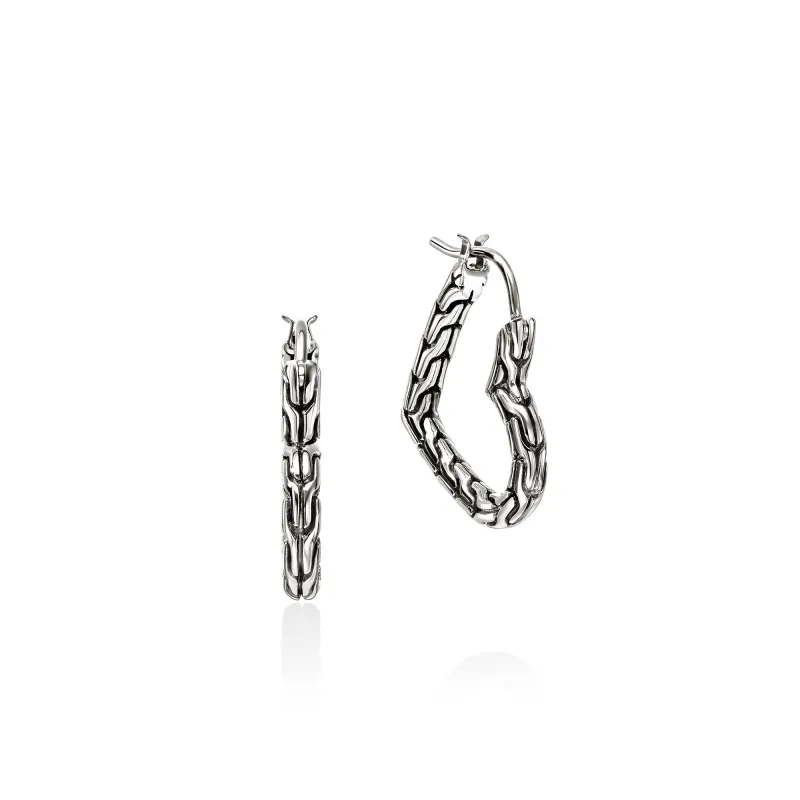 JH Essential Heart Hoop Earrings, Sterling Silver, 21MM|EB98968 made by John Hardy