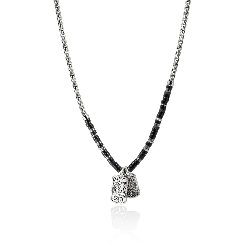 Heishi Tag Necklace, Sterling Silver, Hardstones|NMS989611BONHE made by John Hardy