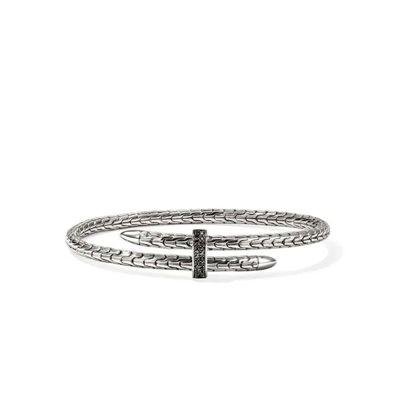 Spear Flex Cuff, Sterling Silver, Black Sapphire, 4MM|CBS987874BLS made by John Hardy