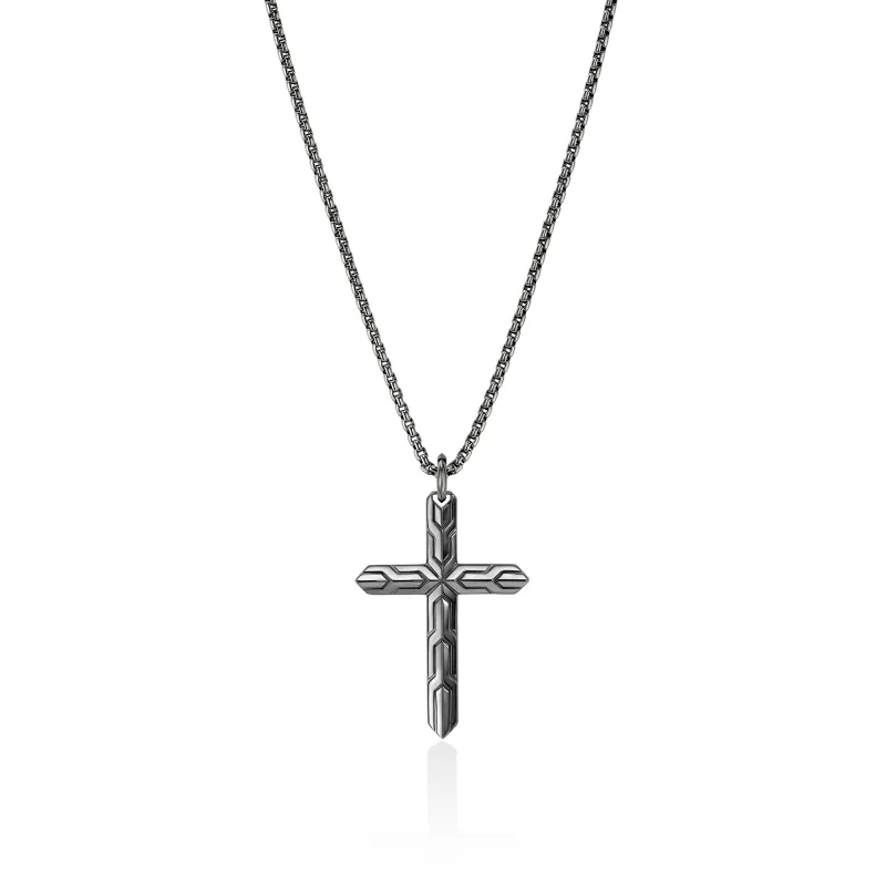 Icon 50 Cross Pendant Necklace, Dark Silver|NM989477BRD made by John Hardy