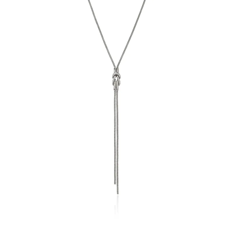 Love Knot Y Necklace, Sterling Silver, Diamonds|NBP987832DI made by John Hardy