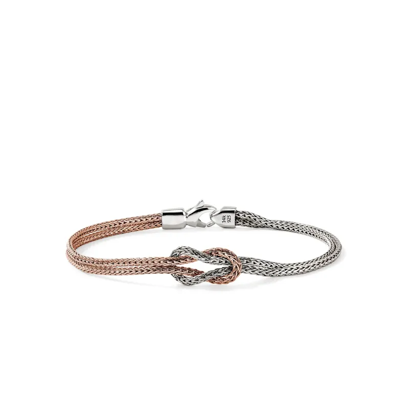 Love Knot Bracelet, Rose Gold, Sterling Silver, 3.6MM|BUZZ900776R made by John Hardy