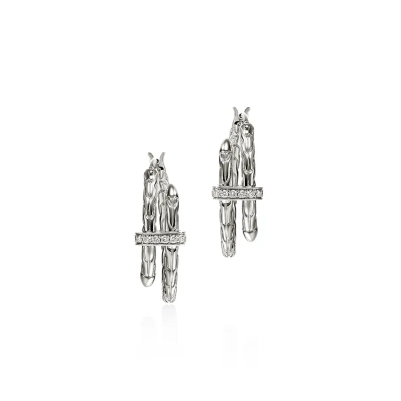 Spear Hoop Earring, Sterling Silver, Diamonds, 22.5MM|EBP986742DI made by John Hardy