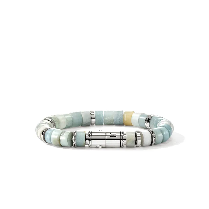 Ocean Heishi Bracelet, Sterling Silver, Multi Color Quartzite, 9MM|BUS290331MQZ made by John Hardy