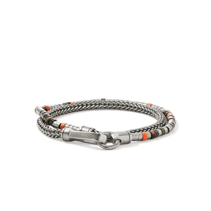 Heishi Double Wrap, Sterling Silver, Gemstones|BUS90125511GRORTE made by John Hardy