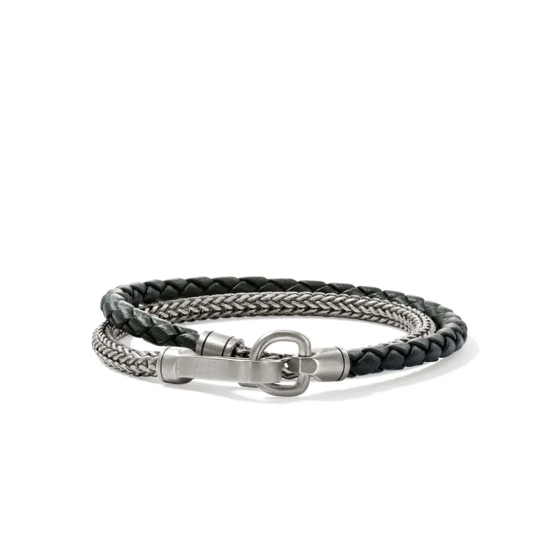 Double Wrap, Silver, Olive Green Leather, 4.5MM|BU9012544GR made by John Hardy