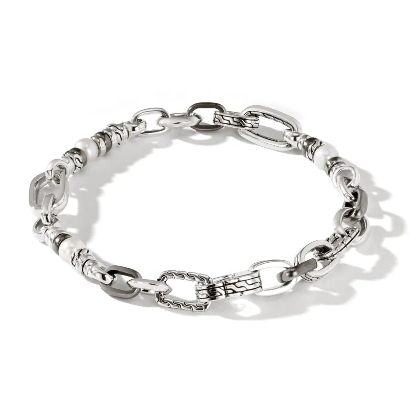 Pearl Link Bracelet, Silver, Dark Silver|BU900830SMBRD made by John Hardy