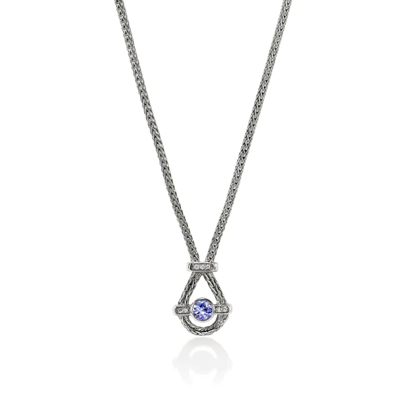 Icon Necklace, Sterling Silver, Tanzanite, Diamonds, 1.8MM|NBS9731712TZDI made by John Hardy
