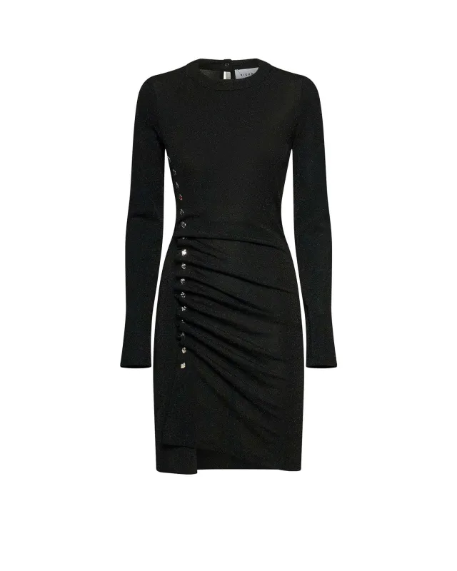 Abito corto drappeggiato con bottoni gioiello sold by John Richmond