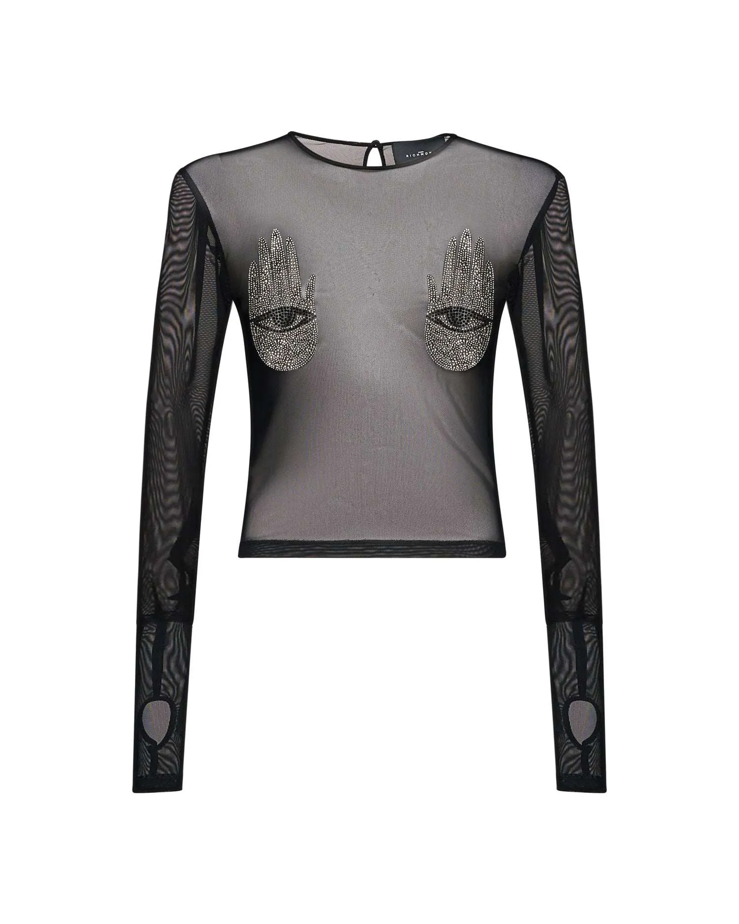 Top trasparente con dettagli gioiello ricamati sold by John Richmond