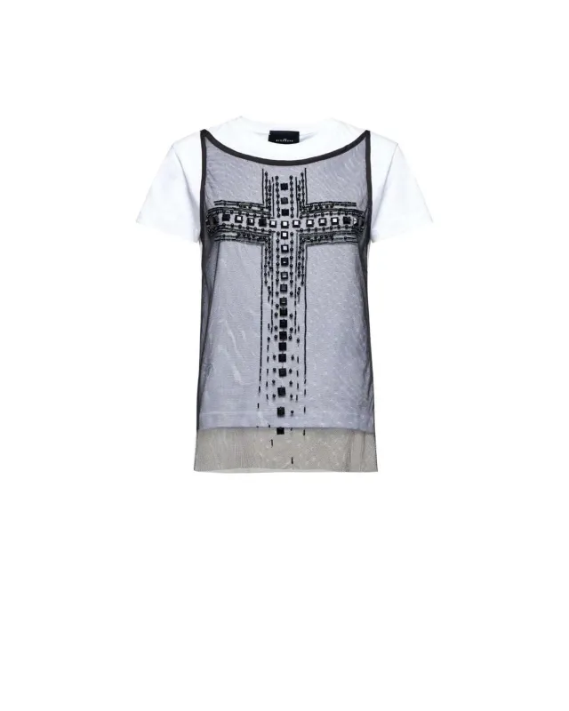 T-shirt con Sovrapposizione e Dettaglio Grafico sold by John Richmond