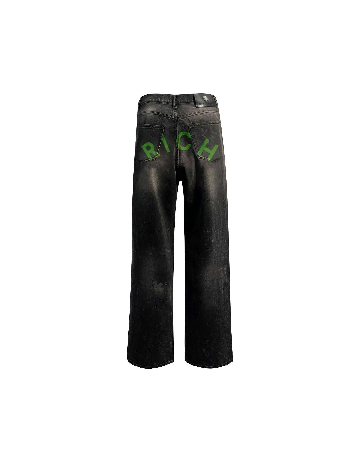 Jeans regular in nero e con lacerazione e lettering "RICH" sold by John Richmond