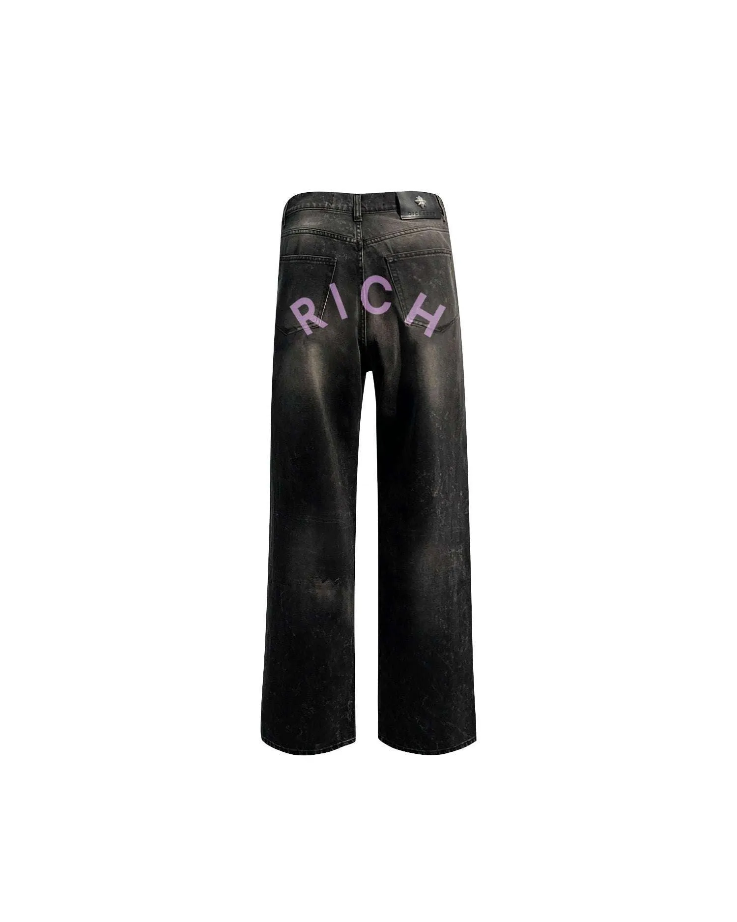 Jeans regular in nero e con lacerazione e lettering "RICH" sold by John Richmond product image thumbnail 3
