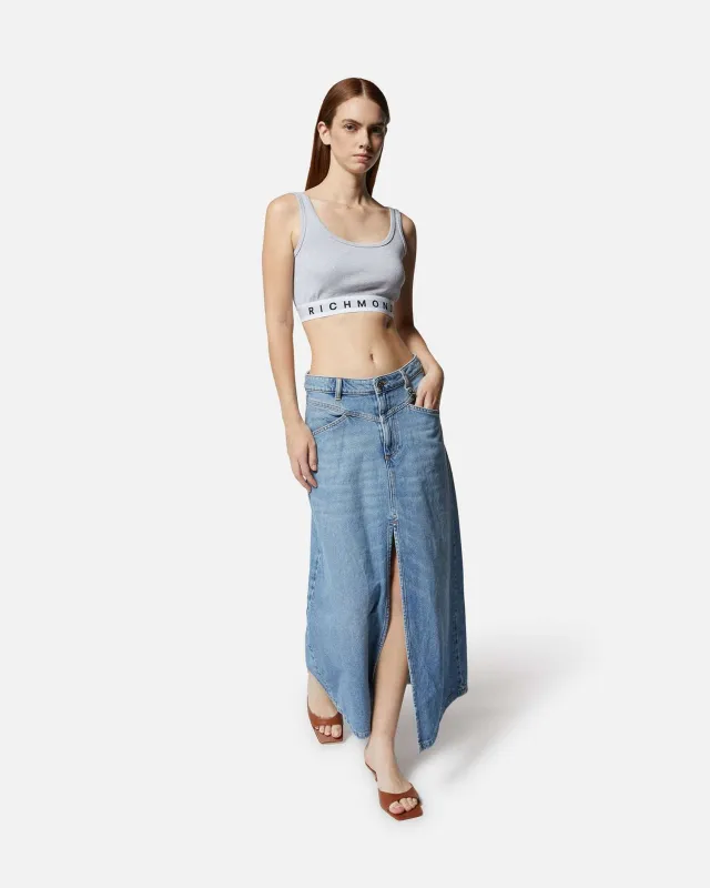 Top corto grigio con fascia elastica e logo Richmond X sold by John Richmond