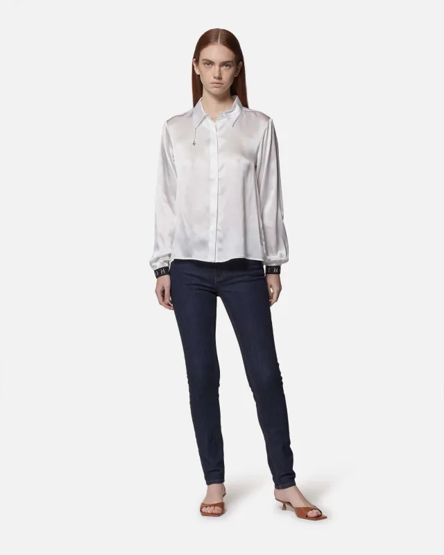 Camicia in raso bianco con polsini decorati sold by John Richmond